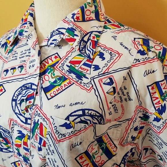 Vintage Huntington Ridge Nautical Button Up Shirt - Picture 6 of 6